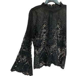 NWT Sexy Black Lace Top With Back Zipper Size M.
